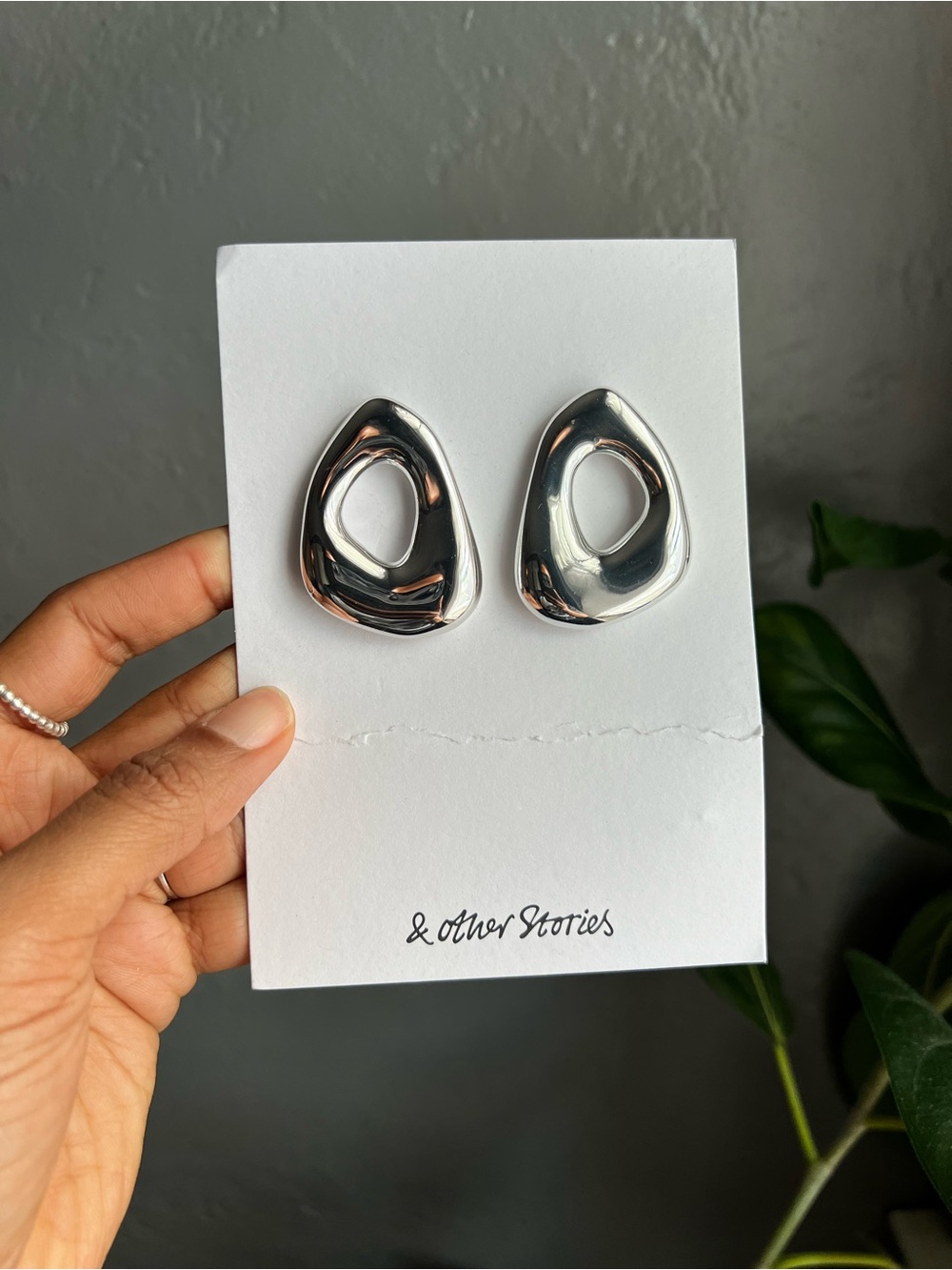 NWT & Other Stories Polished Silver Organic Hoop Earrings
